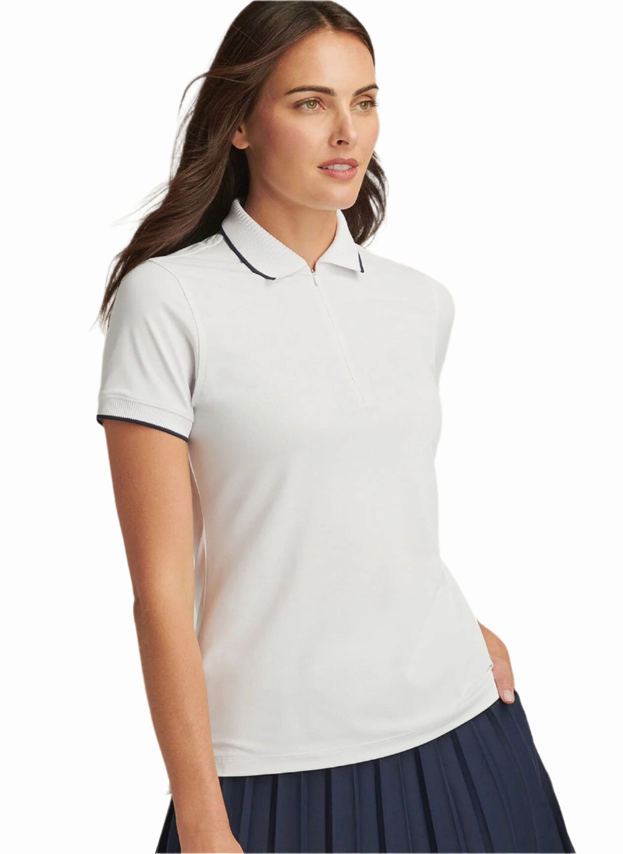 Peter Millar Whitworth Sport Mesh Polo - White/Navy Peter Millar Women's Fashion