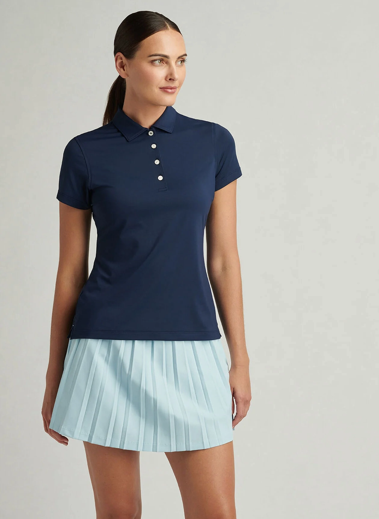Peter Millar Women's Short Sleeve Button Polo - NAVY Peter Millar Apparel for Women