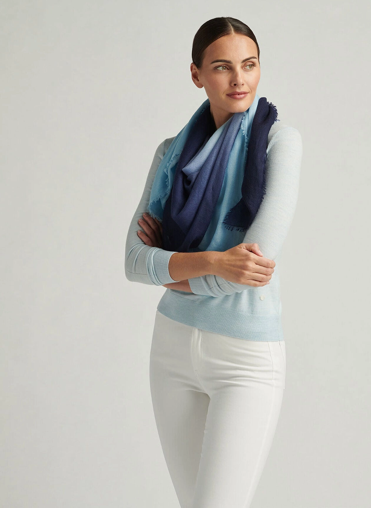 Peter Millar Womens Cashmere Ombre Scarf - Skylight Navy Peter Millar Apparel for Women