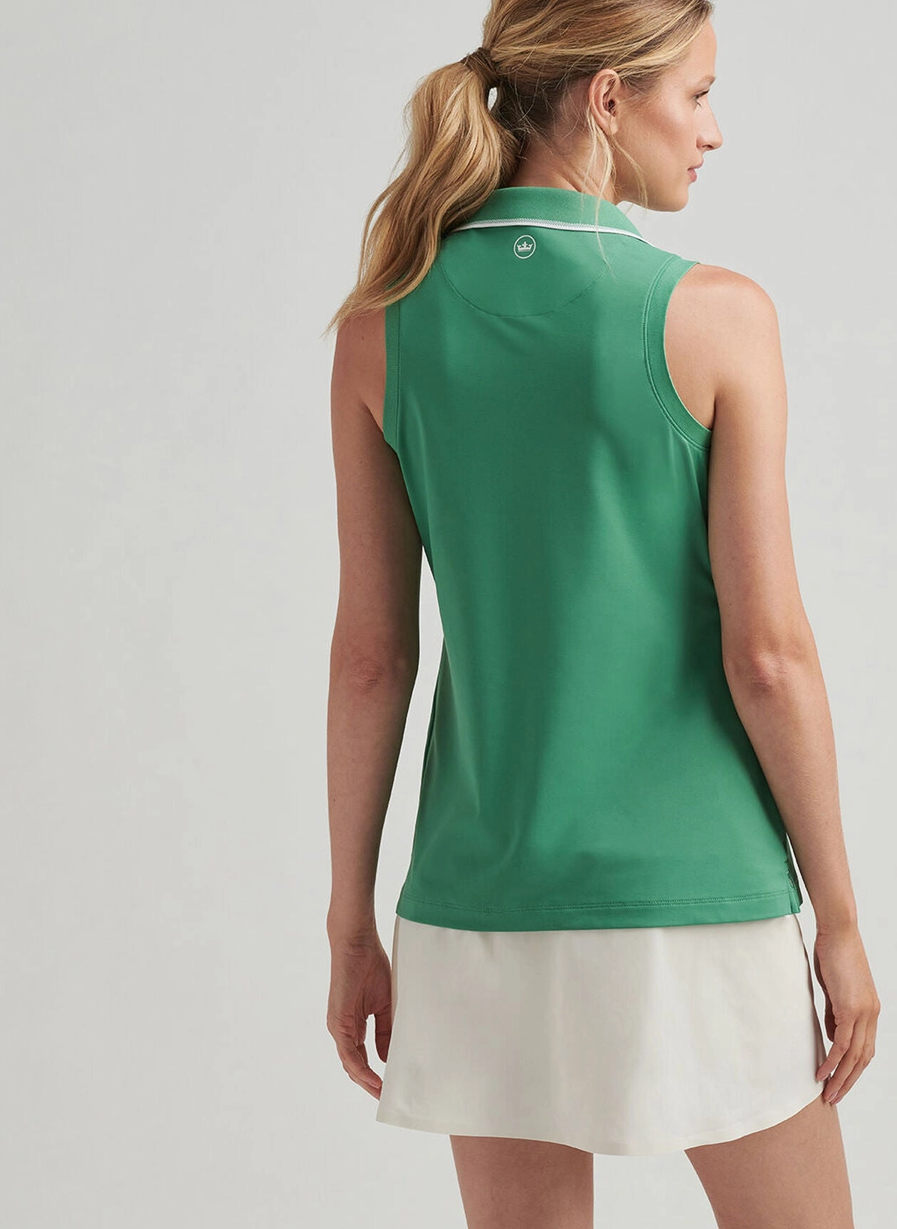 Peter Millar Womens Chrissie Sleeveless Polo - Field Green White Peter Millar Apparel for Women