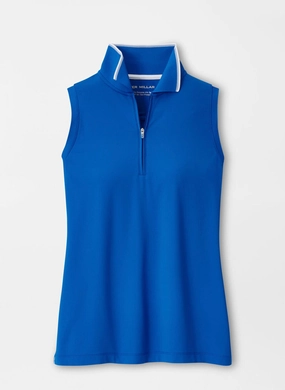 Peter Millar Womens Chrissie Sleeveless Polo - Sapphire White Peter Millar women's fashion line