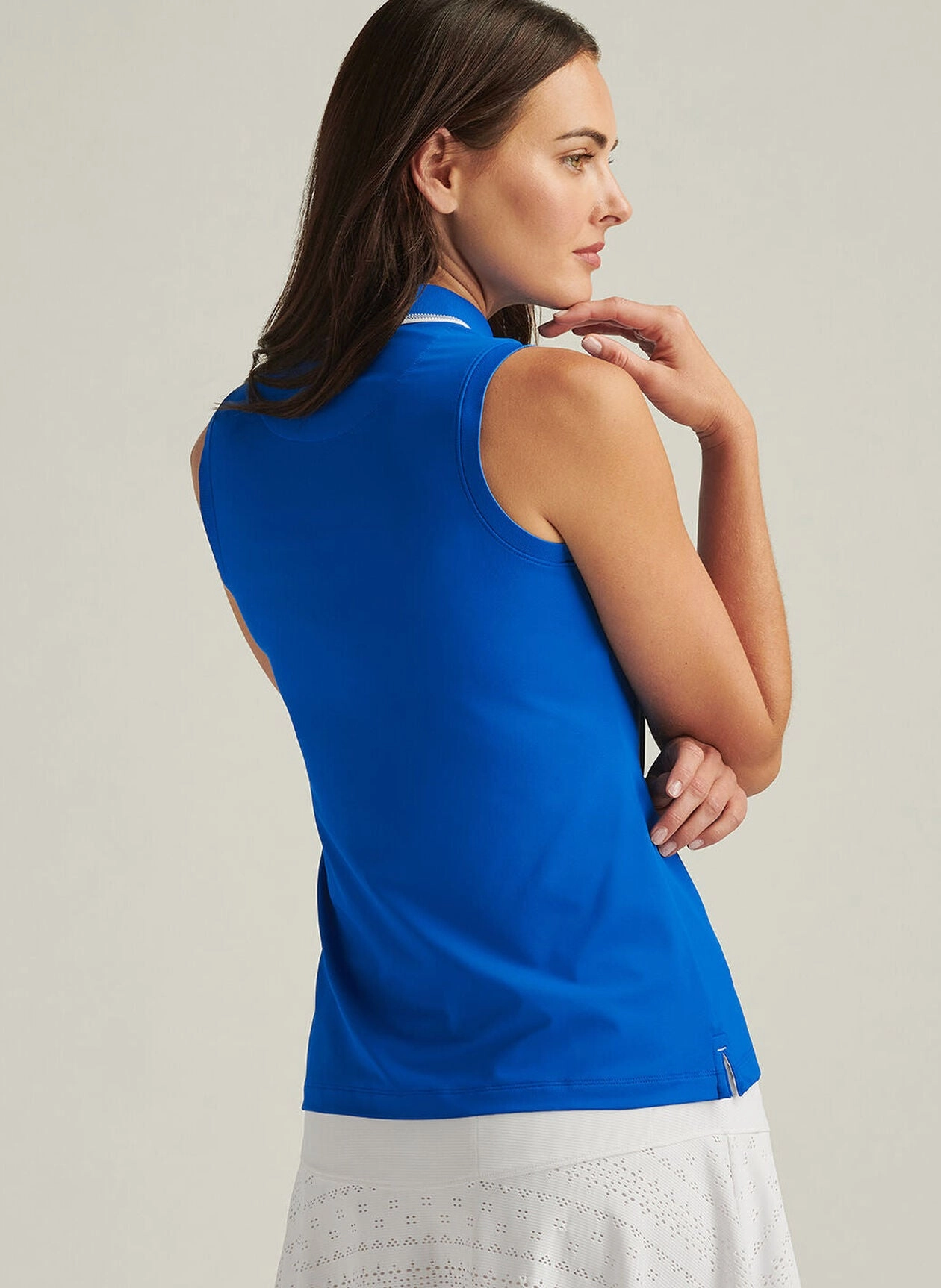 Peter Millar Womens Chrissie Sleeveless Polo - Sapphire White Peter Millar Apparel for Women