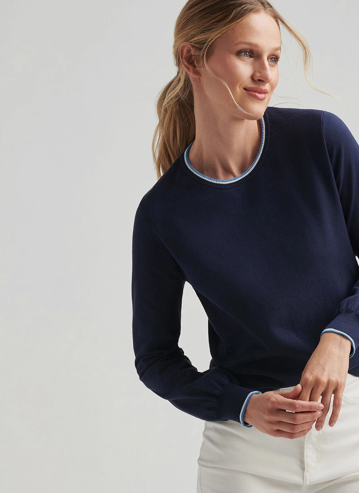 Peter Millar Womens Coolspun Cotton Crewneck - Navy Peter Millar Apparel for Women