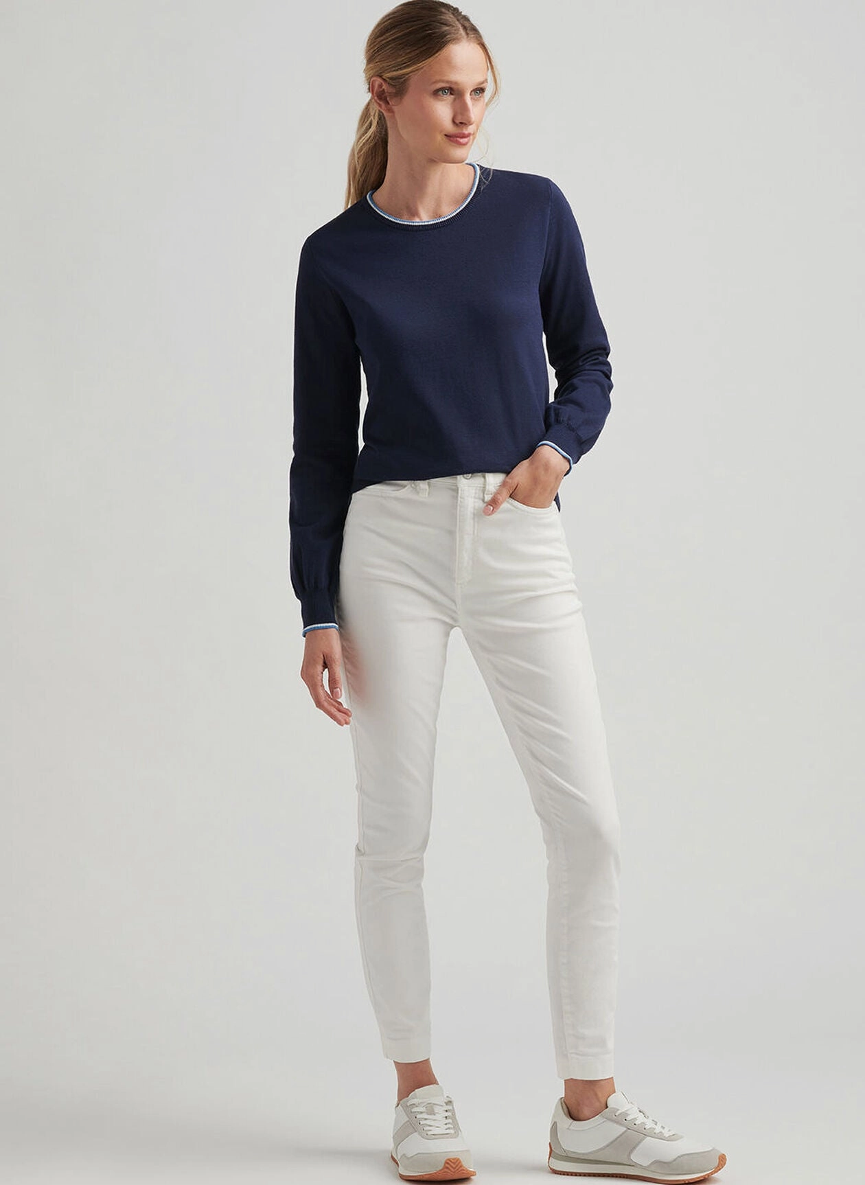 Peter Millar Womens Coolspun Cotton Crewneck - Navy Peter Millar Apparel for Women