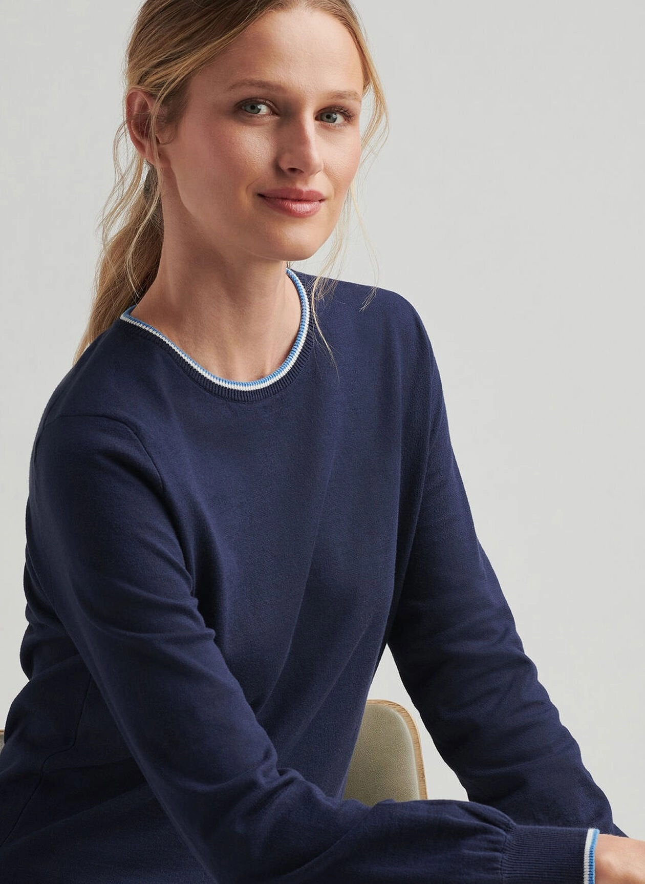 Peter Millar Womens Coolspun Cotton Crewneck - Navy Peter Millar Apparel for Women