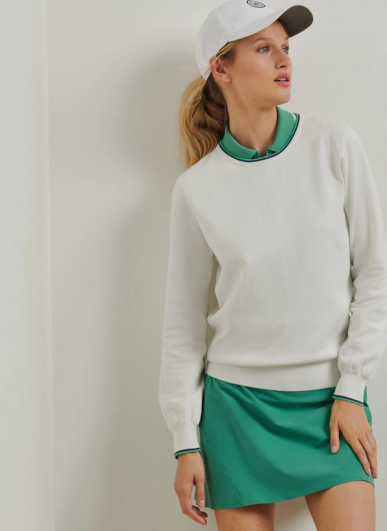 Peter Millar Womens Coolspun Cotton Crewneck - White Peter Millar Apparel for Women