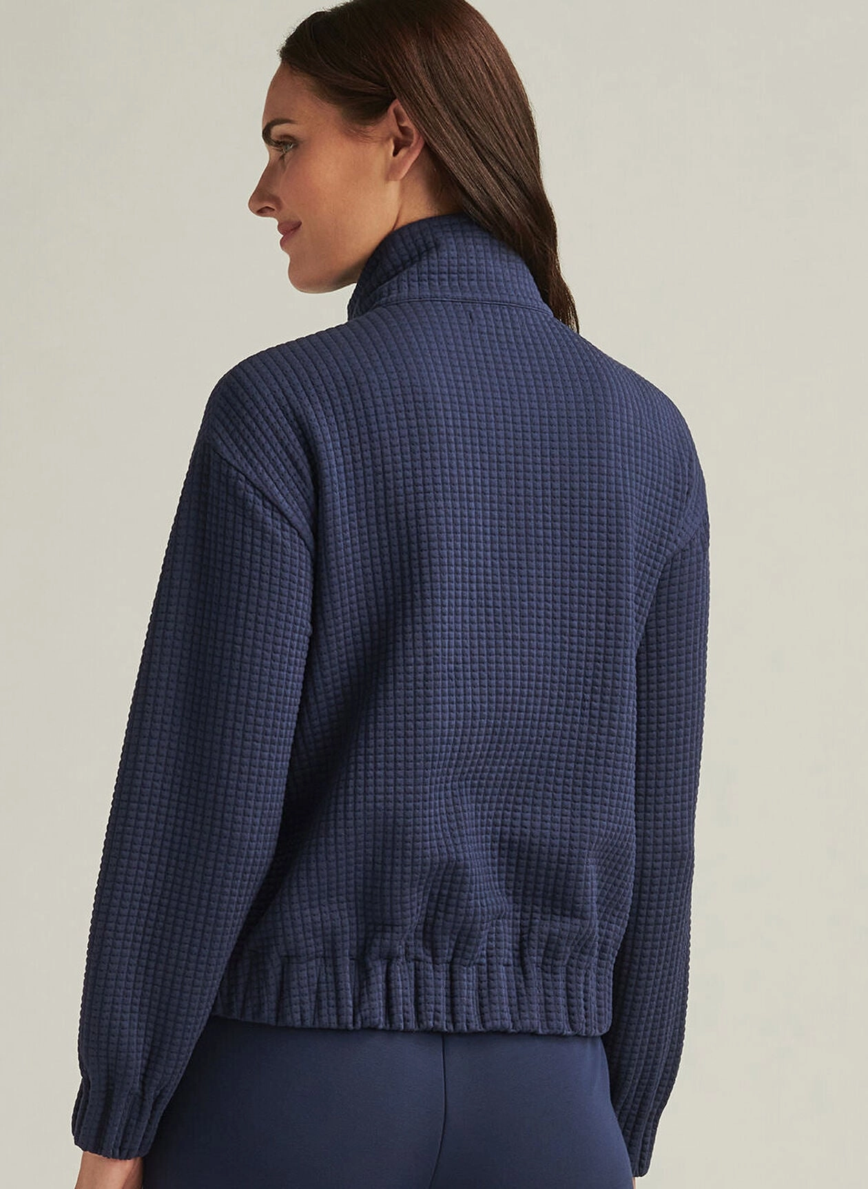 Peter Millar Womens Flora Knit Jacquard Full-Zip Layer - Navy Peter Millar Apparel for Women