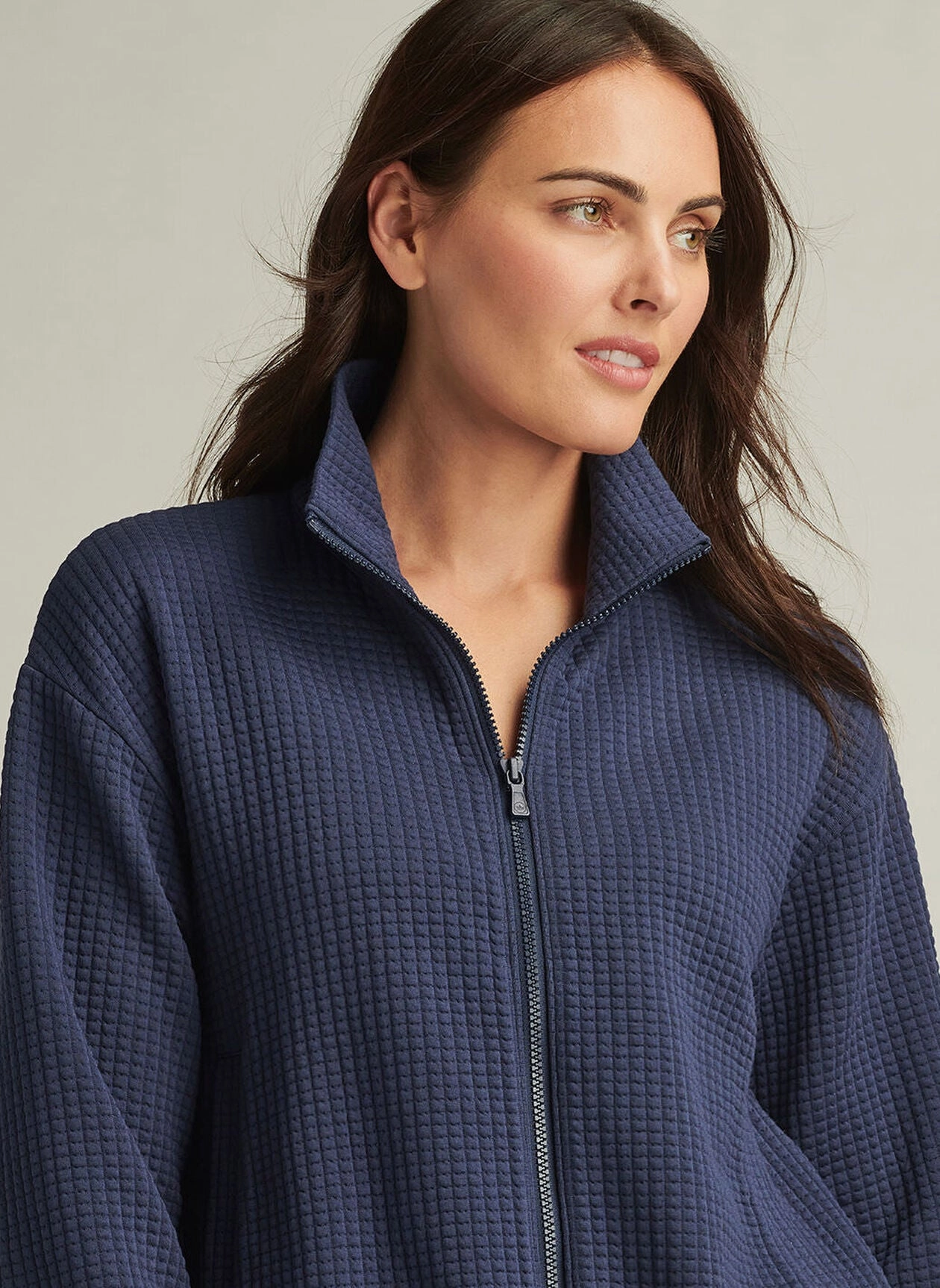 Peter Millar Womens Flora Knit Jacquard Full-Zip Layer - Navy Peter Millar Apparel for Women