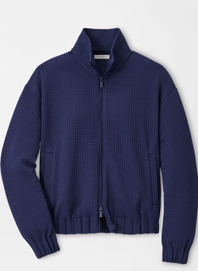 Peter Millar Womens Flora Knit Jacquard Full-Zip Layer - Navy Peter Millar women's fashion line