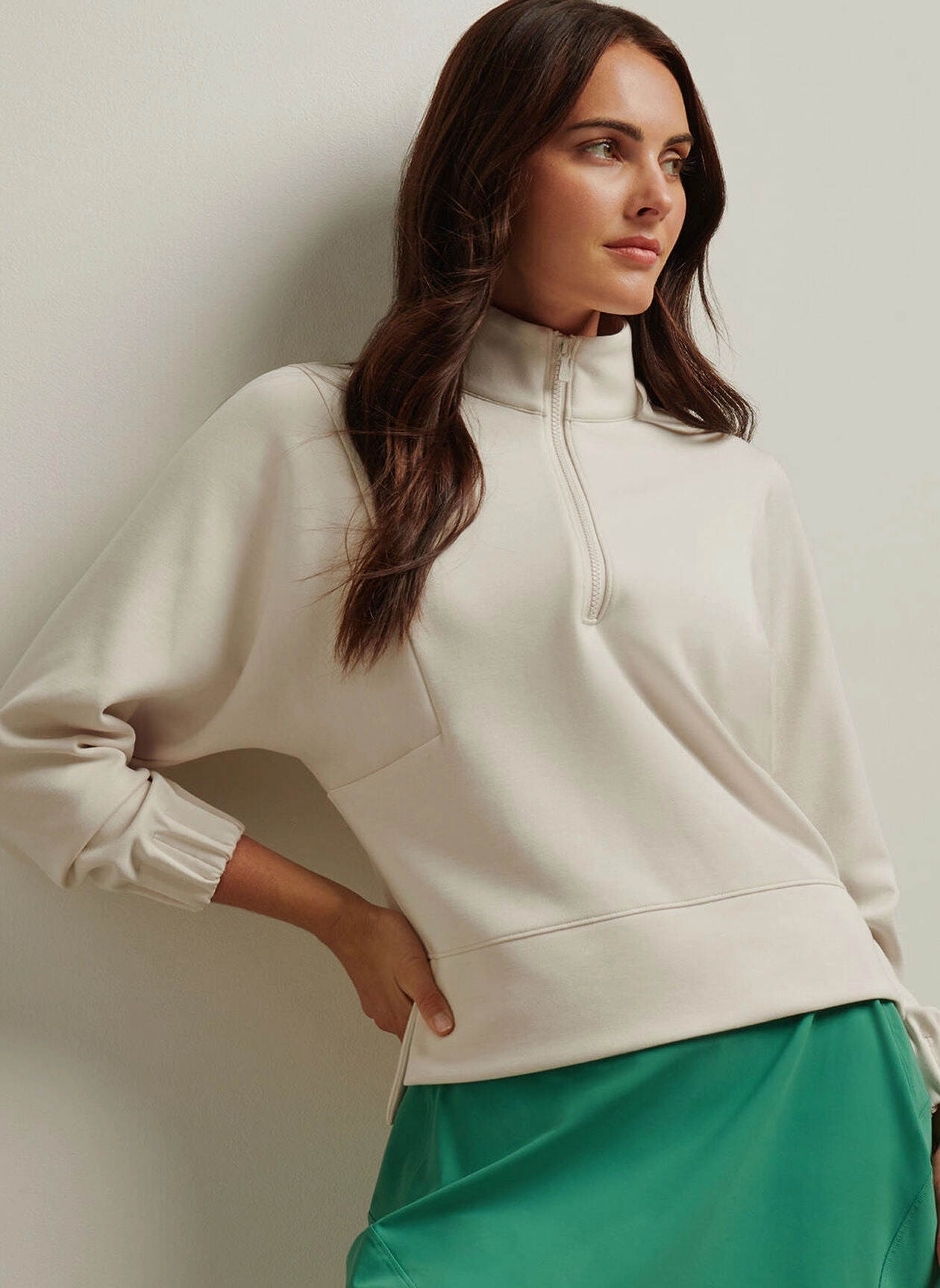 Peter Millar Womens Flora Knit Mlange Half-Zip Pullover - Stone Peter Millar Apparel for Women