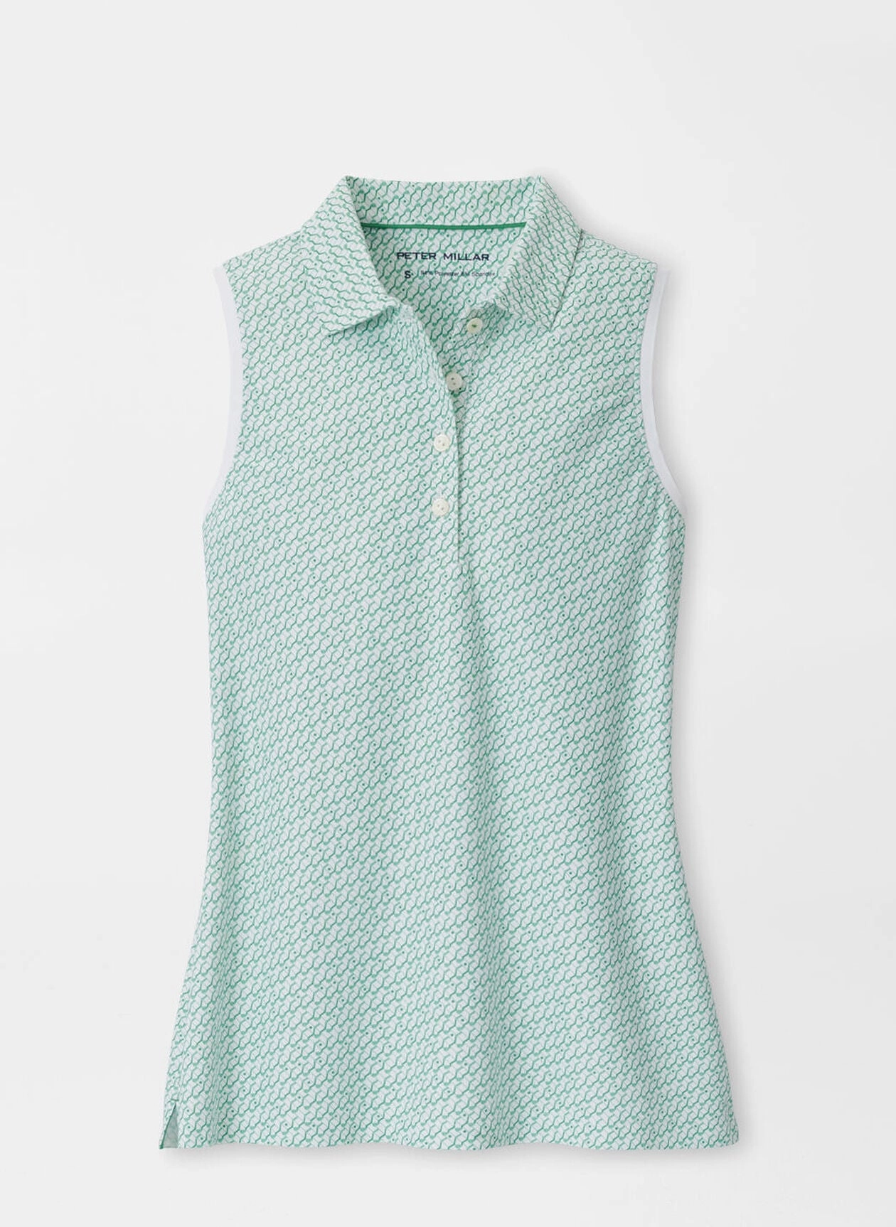Peter Millar Womens House of Clubs Banded Sport Mesh Sleeveless Button Polo - White Peter Millar women's fashion line