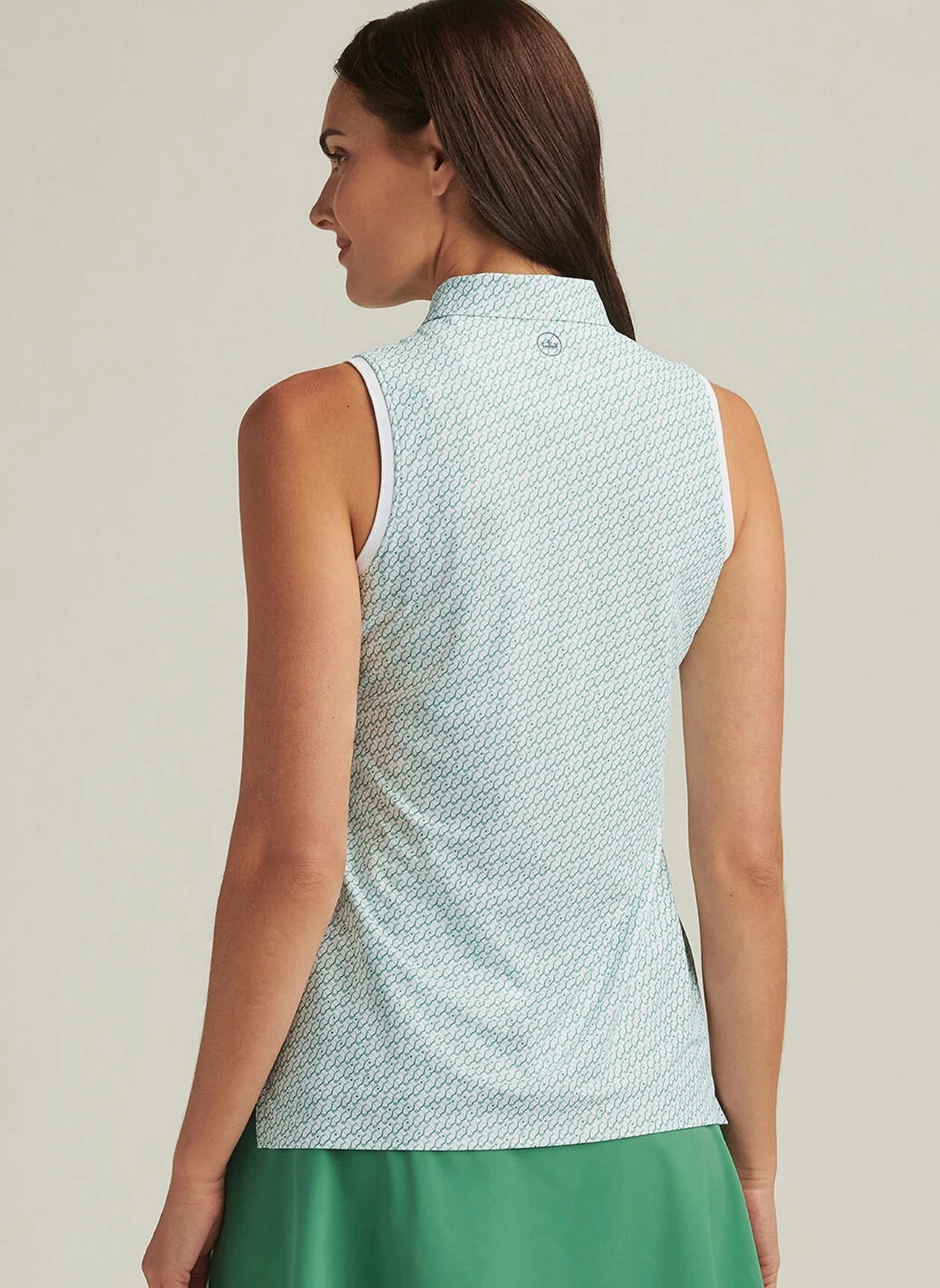 Peter Millar Womens House of Clubs Banded Sport Mesh Sleeveless Button Polo - White Peter Millar Apparel for Women