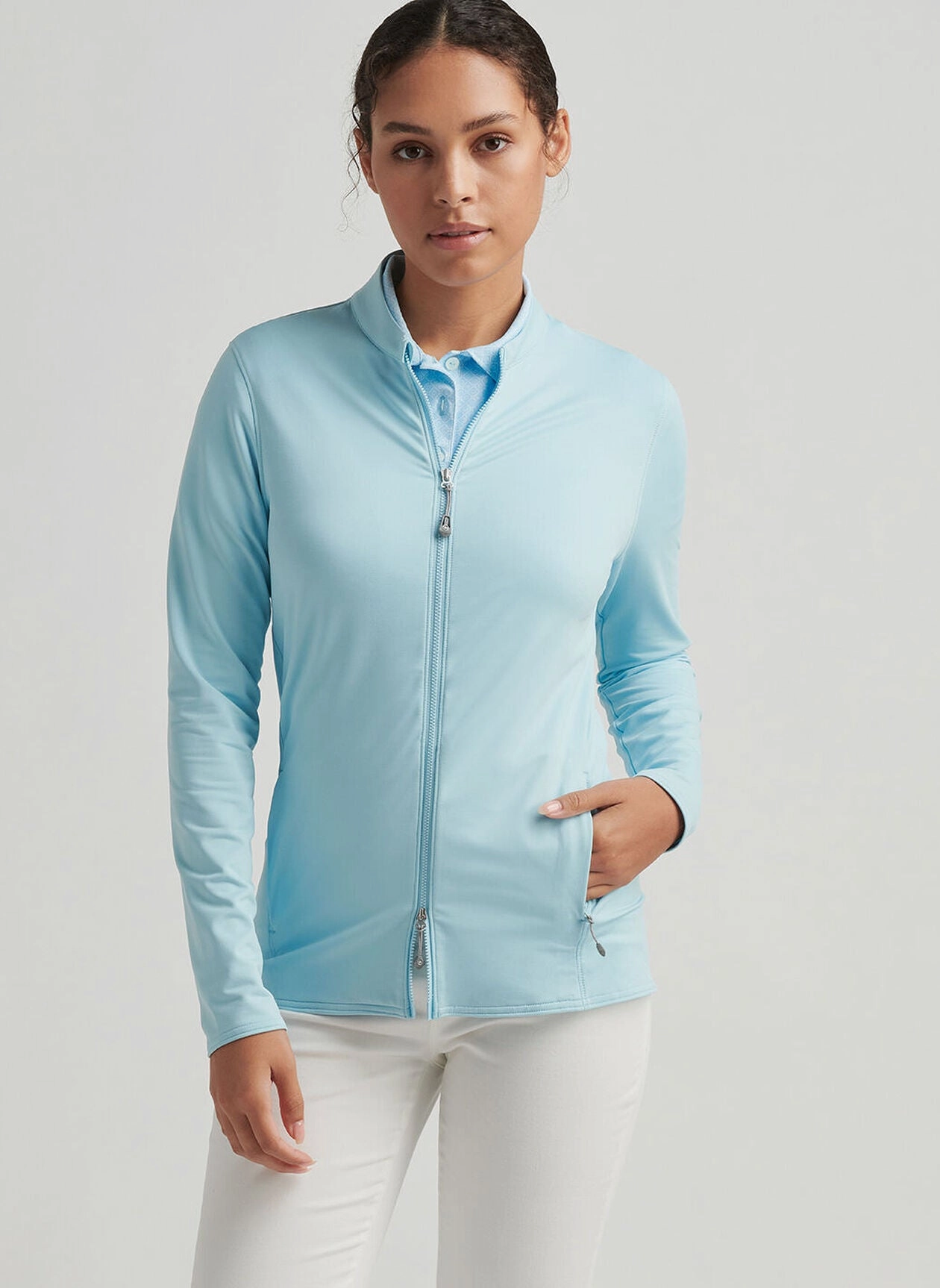 Peter Millar Womens Katy Full-Zip Layer - Skylight Peter Millar Apparel for Women