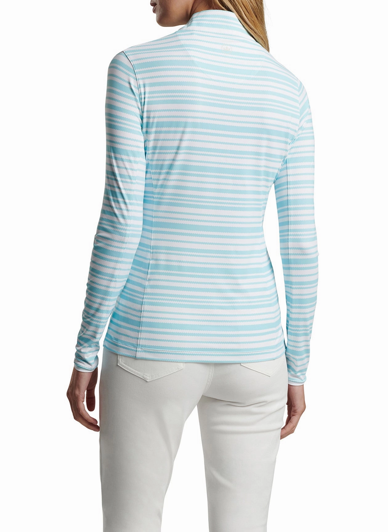 Peter Millar Womens Lightweight Basketweave Print Long Sleeve Sun Shirt - Celeste Peter Millar Apparel for Women