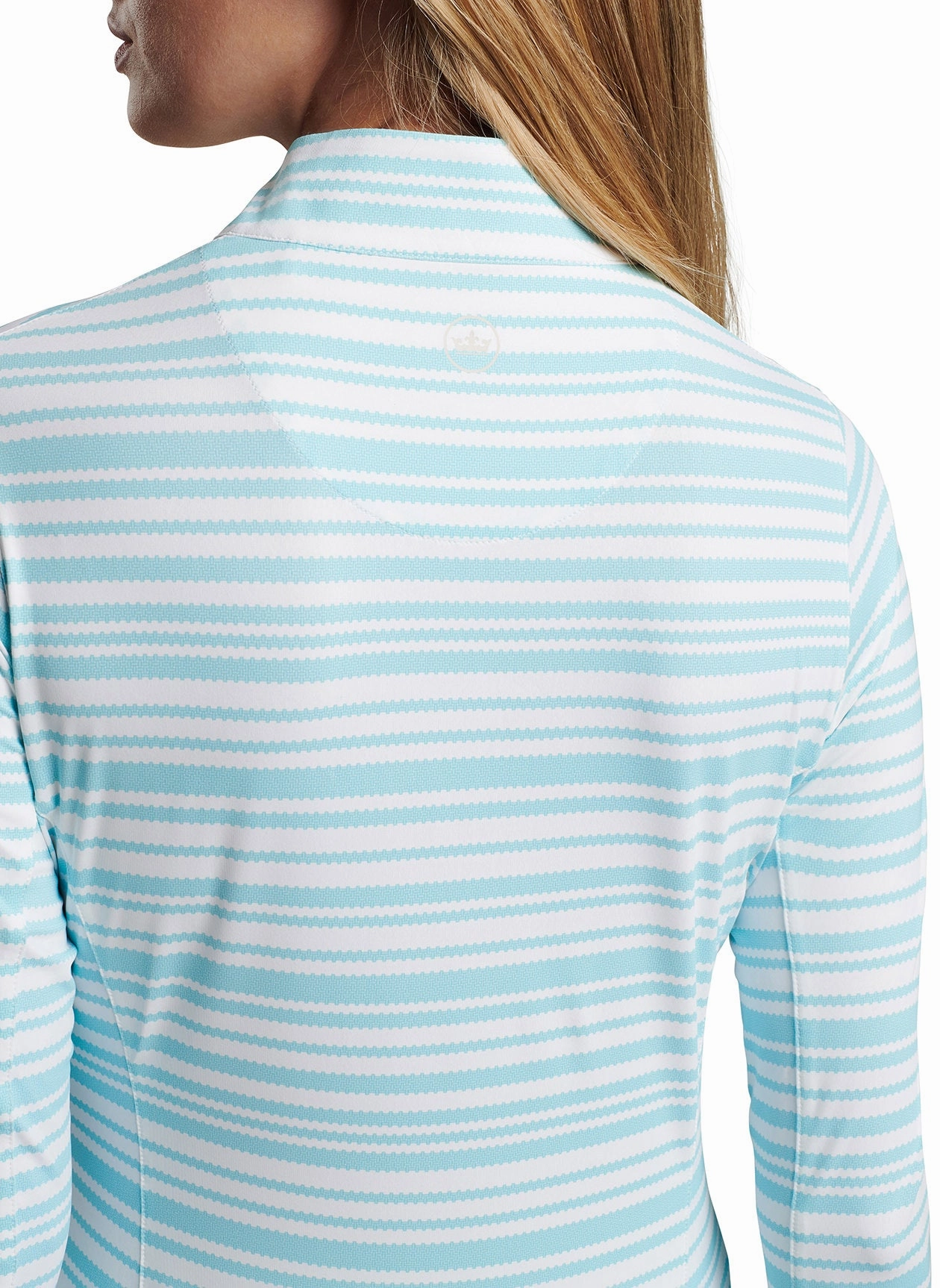 Peter Millar Womens Lightweight Basketweave Print Long Sleeve Sun Shirt - Celeste Peter Millar Apparel for Women