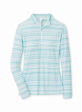 Peter Millar Womens Lightweight Basketweave Print Long Sleeve Sun Shirt - Celeste Peter Millar women's fashion line