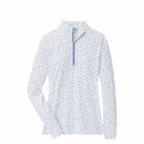 Peter Millar Womens Lightweight Tossed Paisley Print Long Sleeve Sun Shirt - White Peter Millar women's fashion line