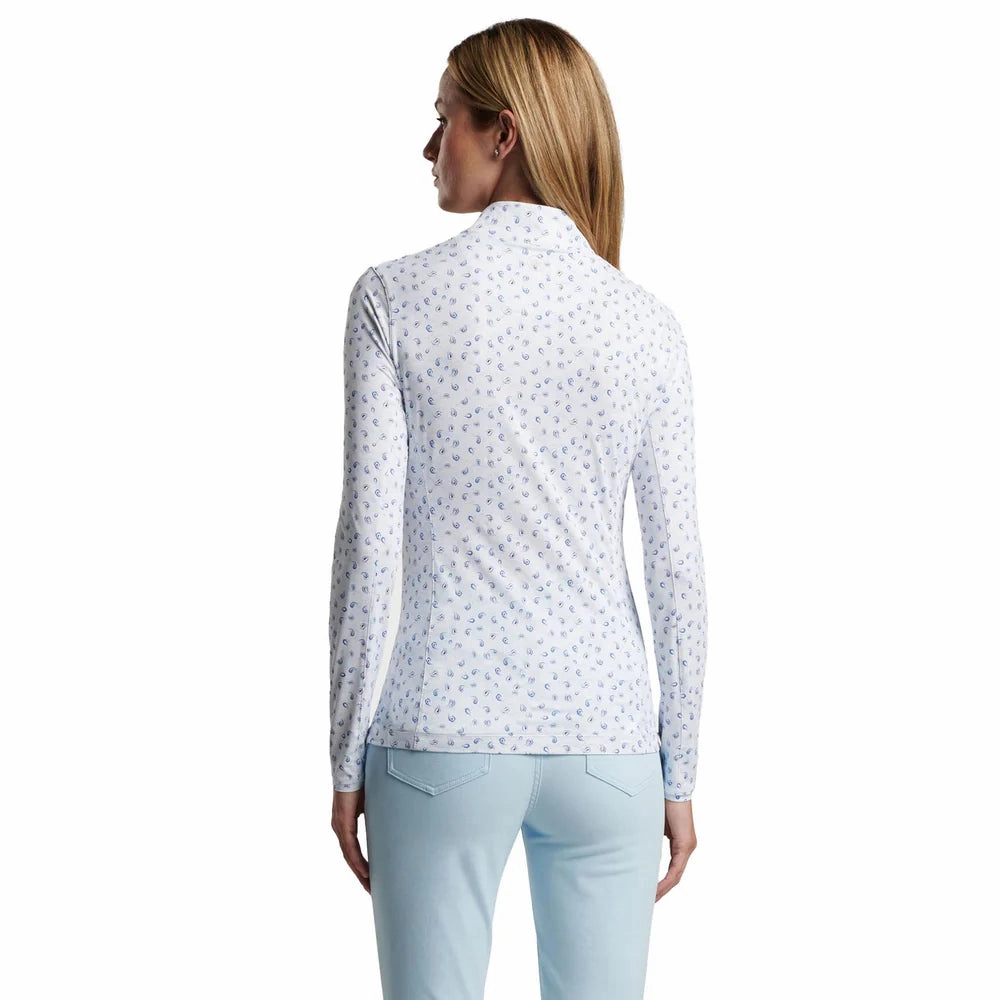 Peter Millar Womens Lightweight Tossed Paisley Print Long Sleeve Sun Shirt - White Peter Millar Apparel for Women
