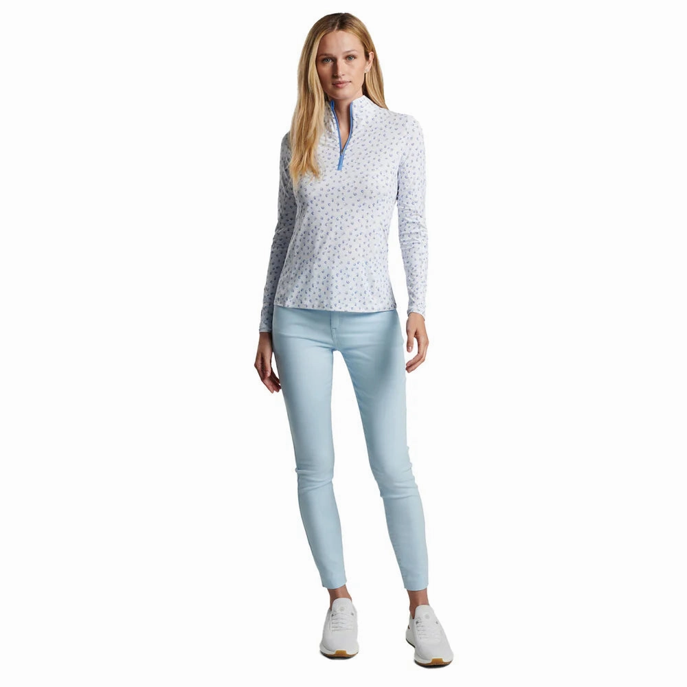 Peter Millar Womens Lightweight Tossed Paisley Print Long Sleeve Sun Shirt - White Peter Millar Apparel for Women