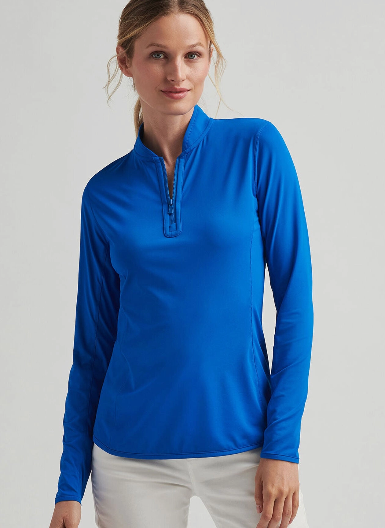 Peter Millar Womens Lightweight Zip Sun Shirt - Sapphire Peter Millar Apparel for Women
