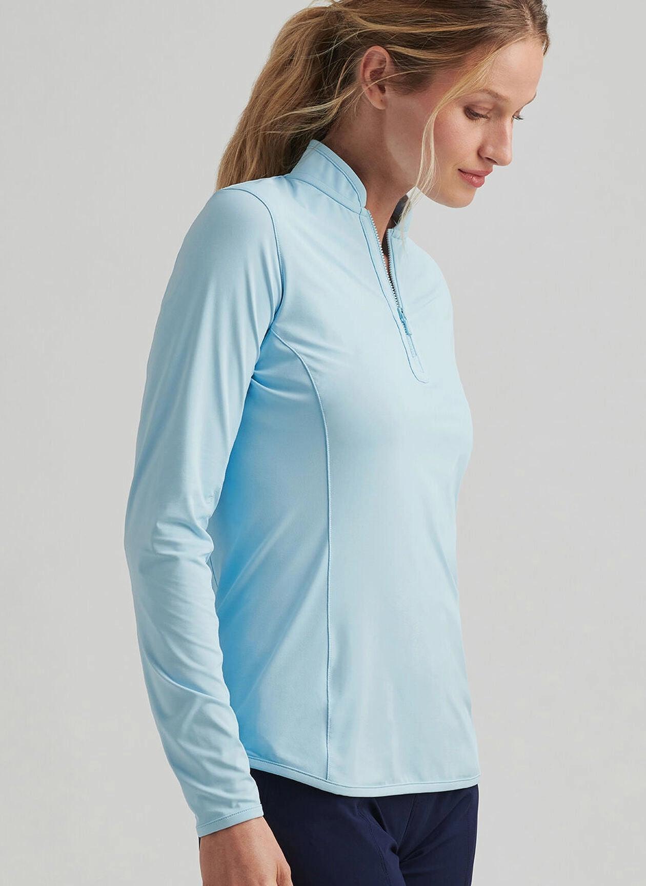Peter Millar Womens Lightweight Zip Sun Shirt - Skylight Peter Millar Apparel for Women