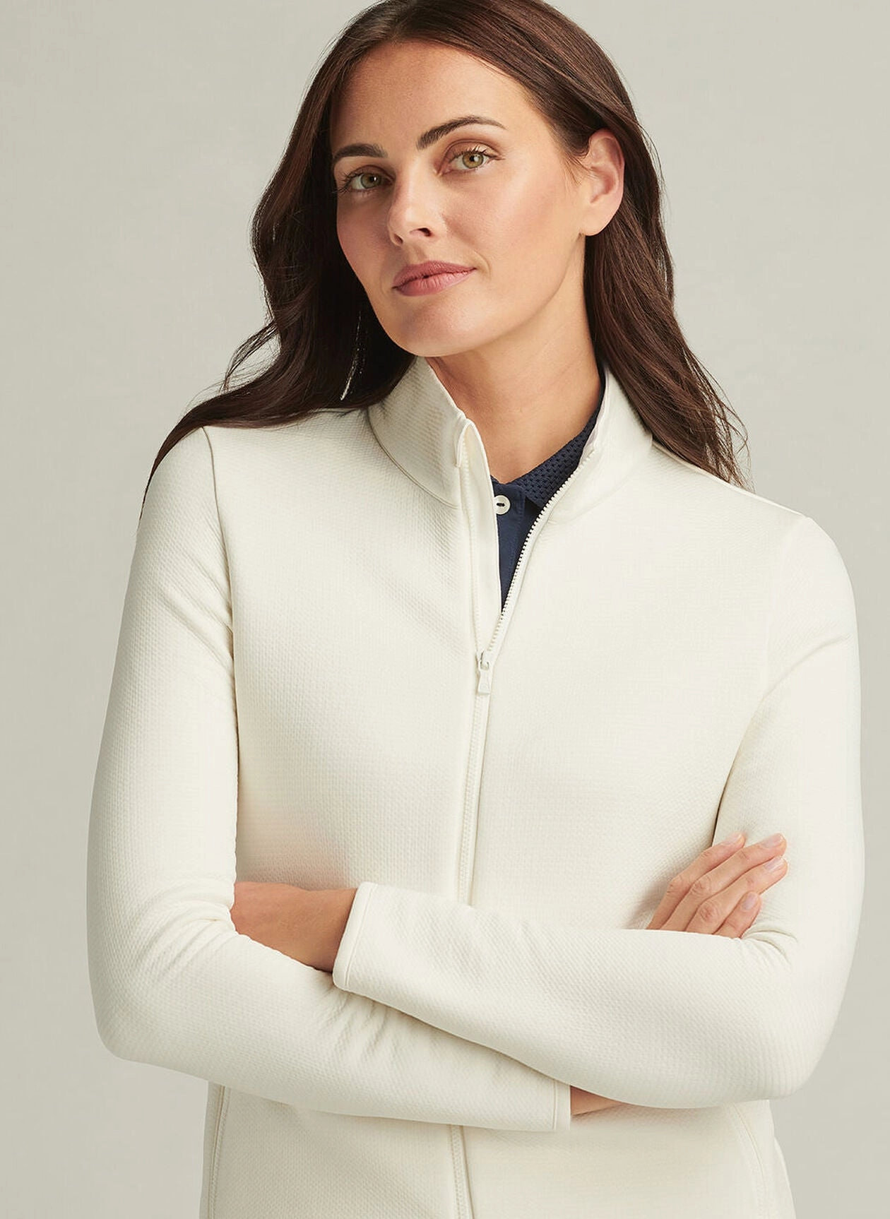 Peter Millar Womens Lumi-Knit Midweight Full-Zip - Ivory Peter Millar Apparel for Women