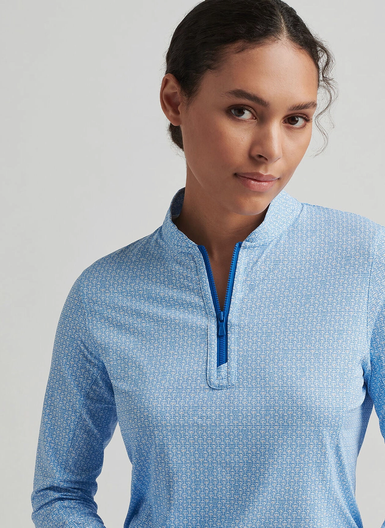 Peter Millar Womens Mar-Tee-Ni Break Lightweight Zip Sun Shirt - Sapphire Peter Millar Apparel for Women