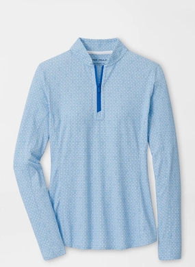 Peter Millar Womens Mar-Tee-Ni Break Lightweight Zip Sun Shirt - Sapphire Peter Millar women's fashion line