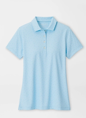 Peter Millar Womens Mar-Tee-Ni Break Short-Sleeve Button Polo - Skylight Peter Millar women's fashion line