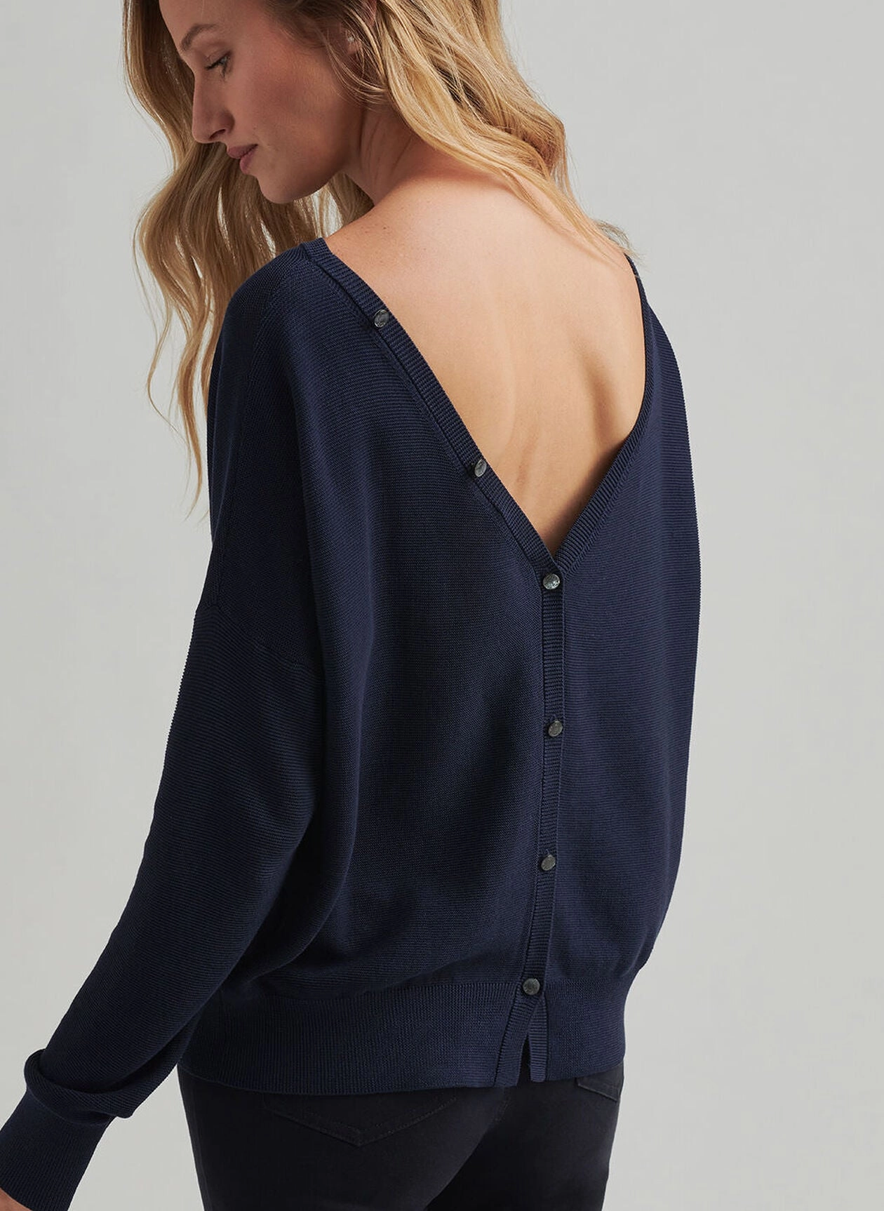 Peter Millar Womens Milla Button Back Cardigan - Navy Peter Millar Apparel for Women
