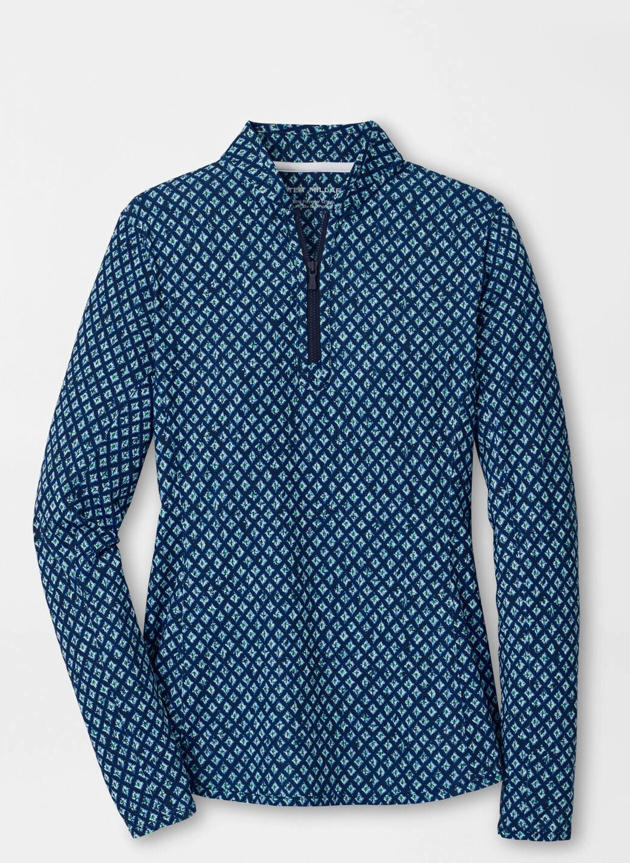 Peter Millar Womens Ocean Ikat Lightweight Zip Sun Shirt - Navy Peter Millar women's fashion line