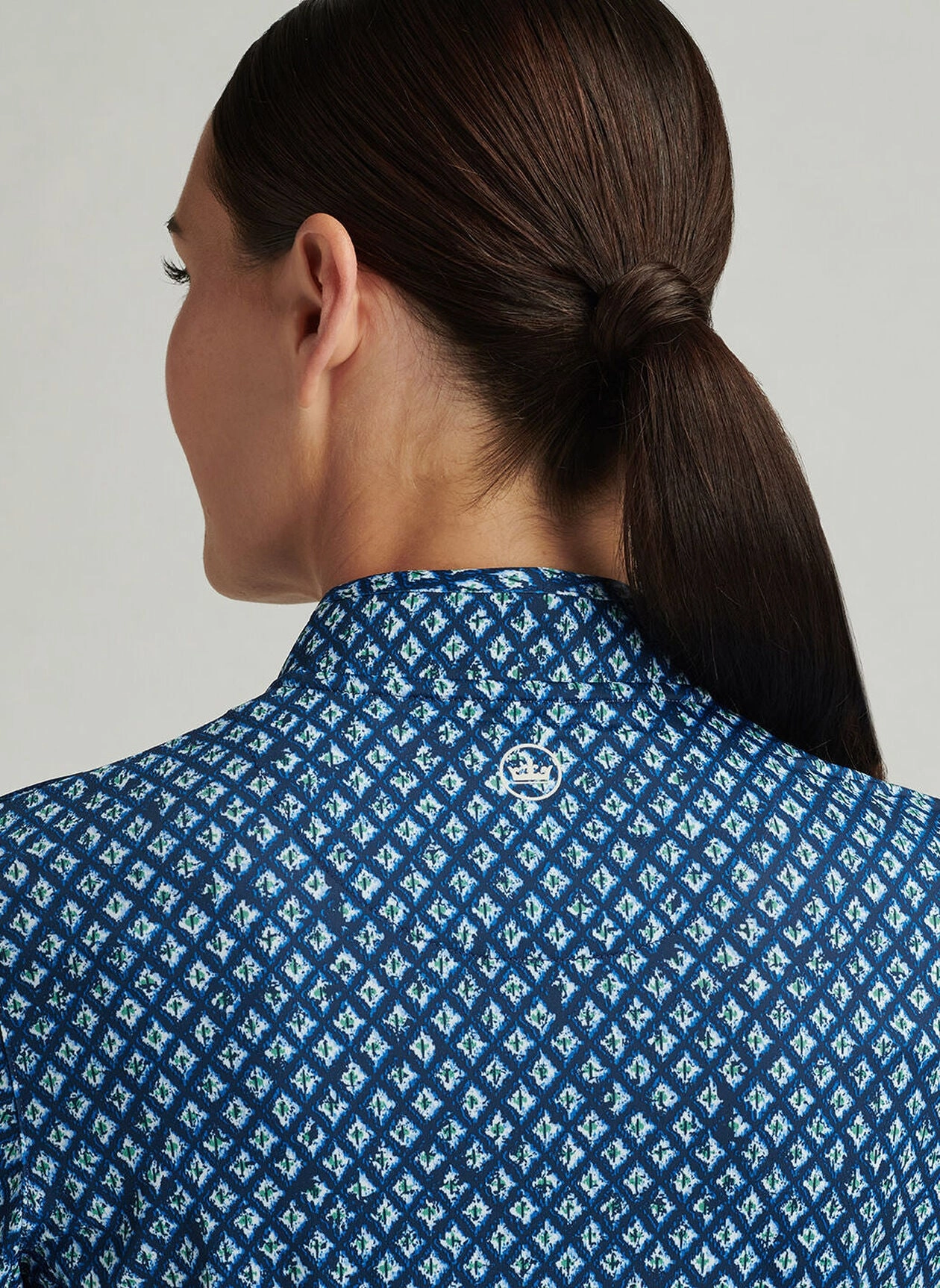Peter Millar Womens Ocean Ikat Lightweight Zip Sun Shirt - Navy Peter Millar Apparel for Women