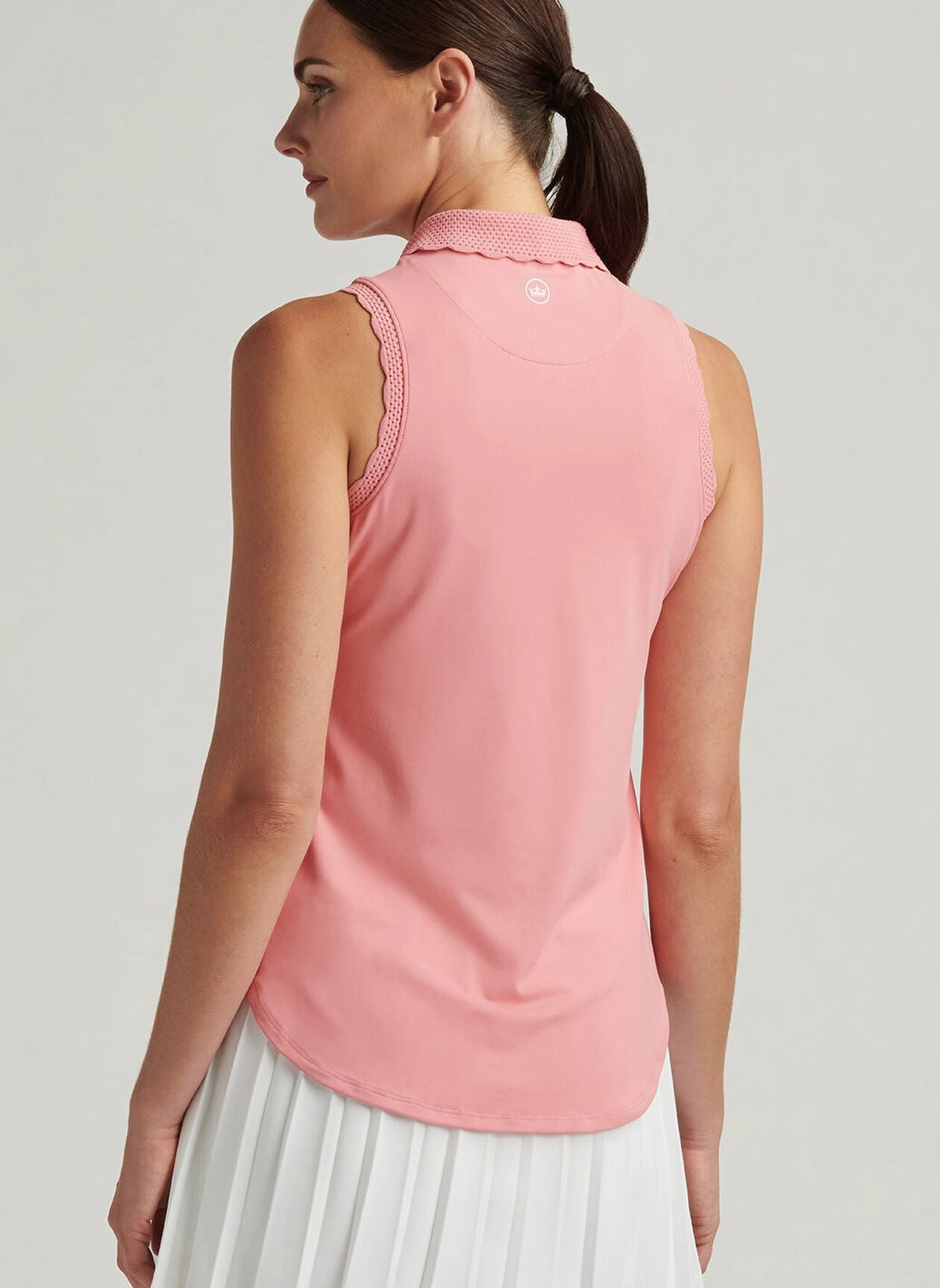 Peter Millar Womens Opal Sleeveless Stretch Jersey Polo - Coral Reef Peter Millar Apparel for Women