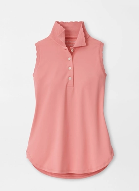 Peter Millar Womens Opal Sleeveless Stretch Jersey Polo - Coral Reef Peter Millar women's fashion line