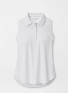 Peter Millar Womens Opal Sleeveless Stretch Jersey Polo - White Peter Millar women's fashion line