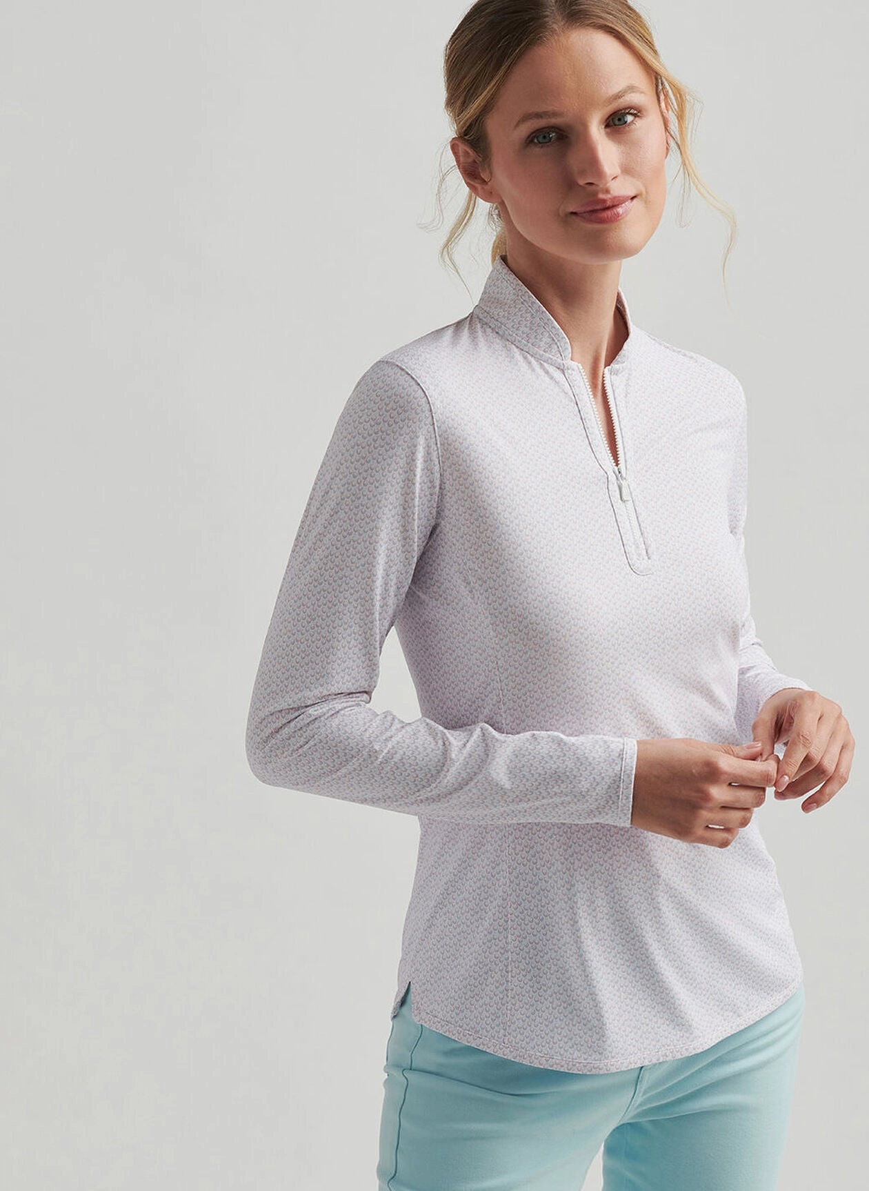 Peter Millar Womens Sangria Lightweight Zip Sun Shirt - White Peter Millar Apparel for Women