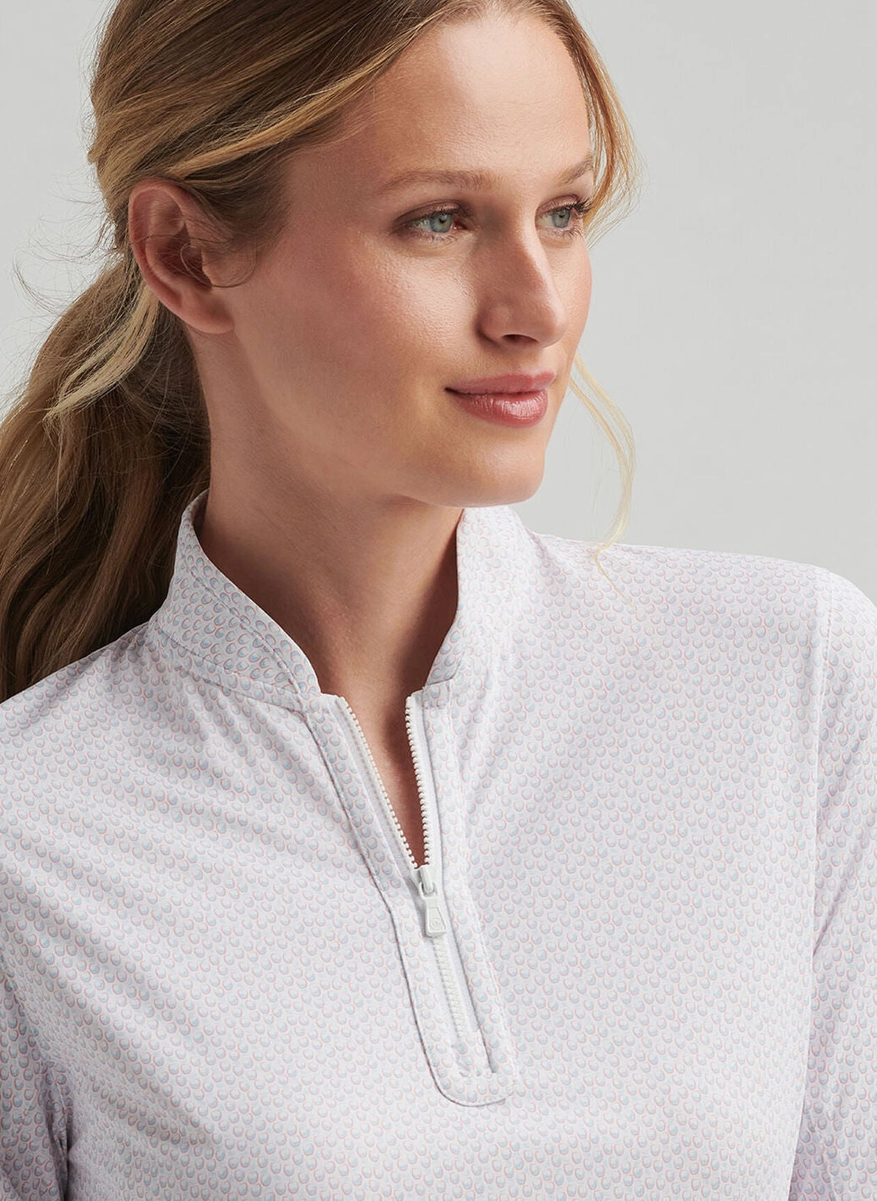 Peter Millar Womens Sangria Lightweight Zip Sun Shirt - White Peter Millar Apparel for Women