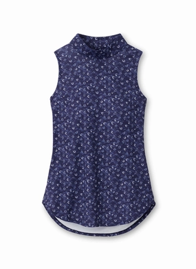 Peter Millar Womens Scottie Tossed Paisley Print Sleeveless Mock Neck - Navy Peter Millar women's fashion line