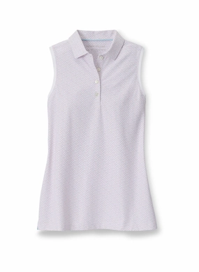 Peter Millar Womens Spa Spritzer Banded Sport Mesh Sleeveless Button Polo - White Peter Millar women's fashion line