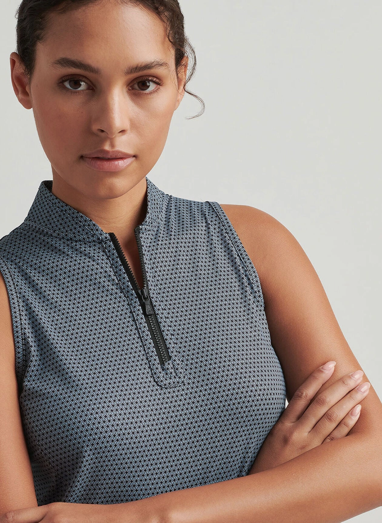 Peter Millar Womens Squared Away Shirley Sleeveless Zip Polo - Black Peter Millar Apparel for Women