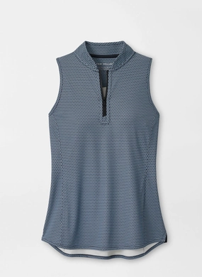 Peter Millar Womens Squared Away Shirley Sleeveless Zip Polo - Black Peter Millar women's fashion line