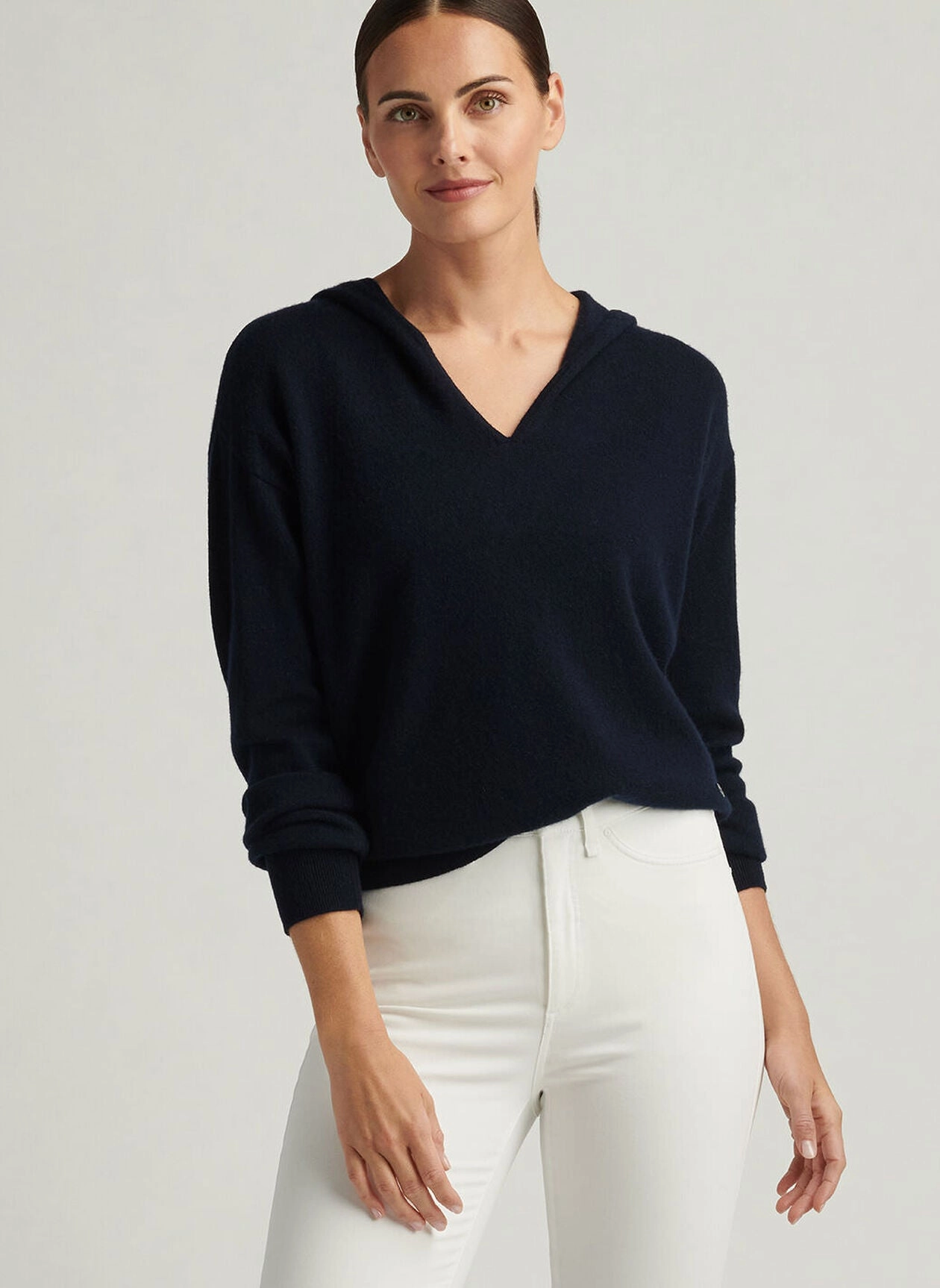 Peter Millar Womens Summer Cashmere Hoodie - Navy Peter Millar Apparel for Women