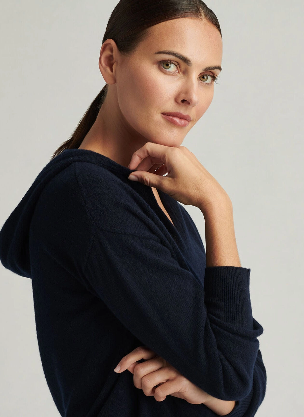 Peter Millar Womens Summer Cashmere Hoodie - Navy Peter Millar Apparel for Women