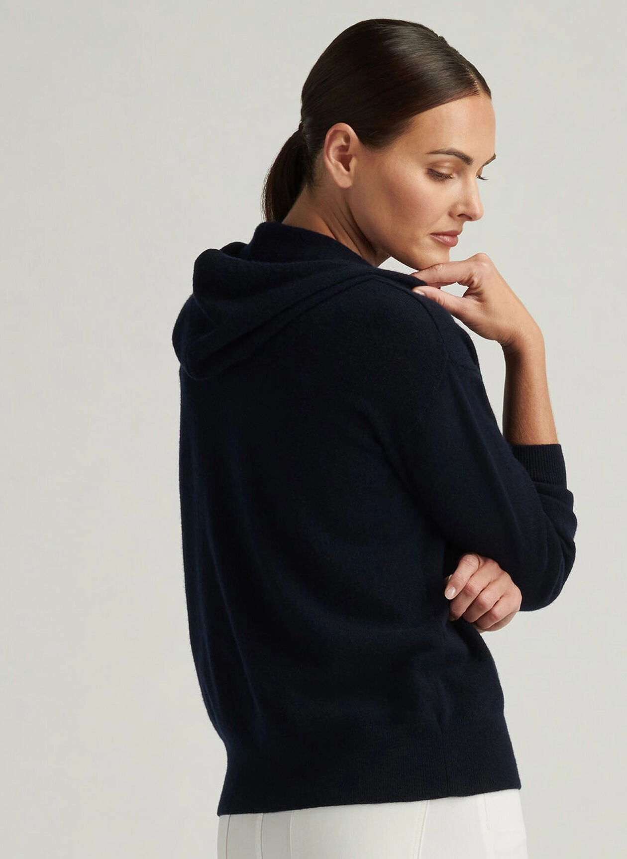 Peter Millar Womens Summer Cashmere Hoodie - Navy Peter Millar Apparel for Women