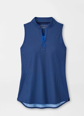 Peter Millar Womens Summer Flutters Shirley Sleeveless Zip Polo - Sapphire Peter Millar women's fashion line