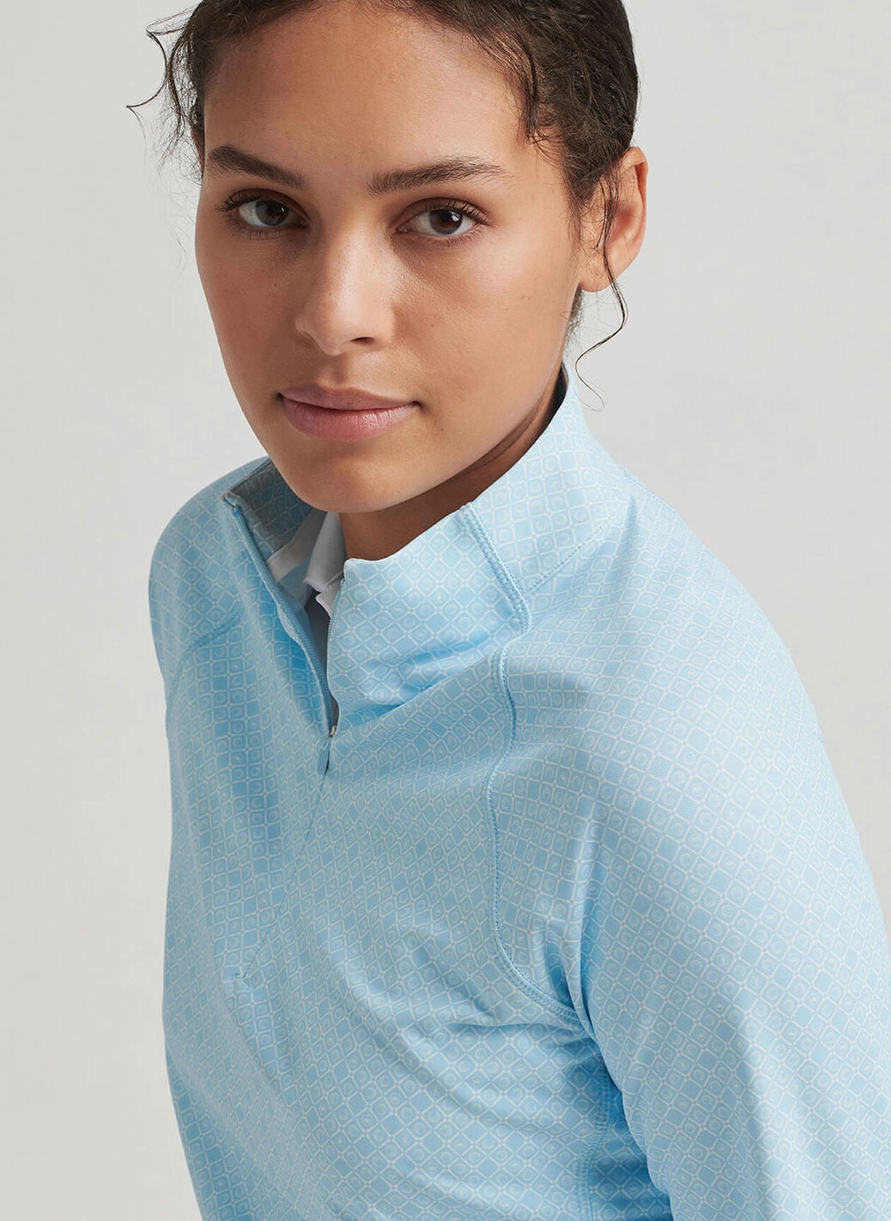 Peter Millar Womens Tee Box Raglan Sleeve Perth Layer - Skylight Peter Millar Apparel for Women