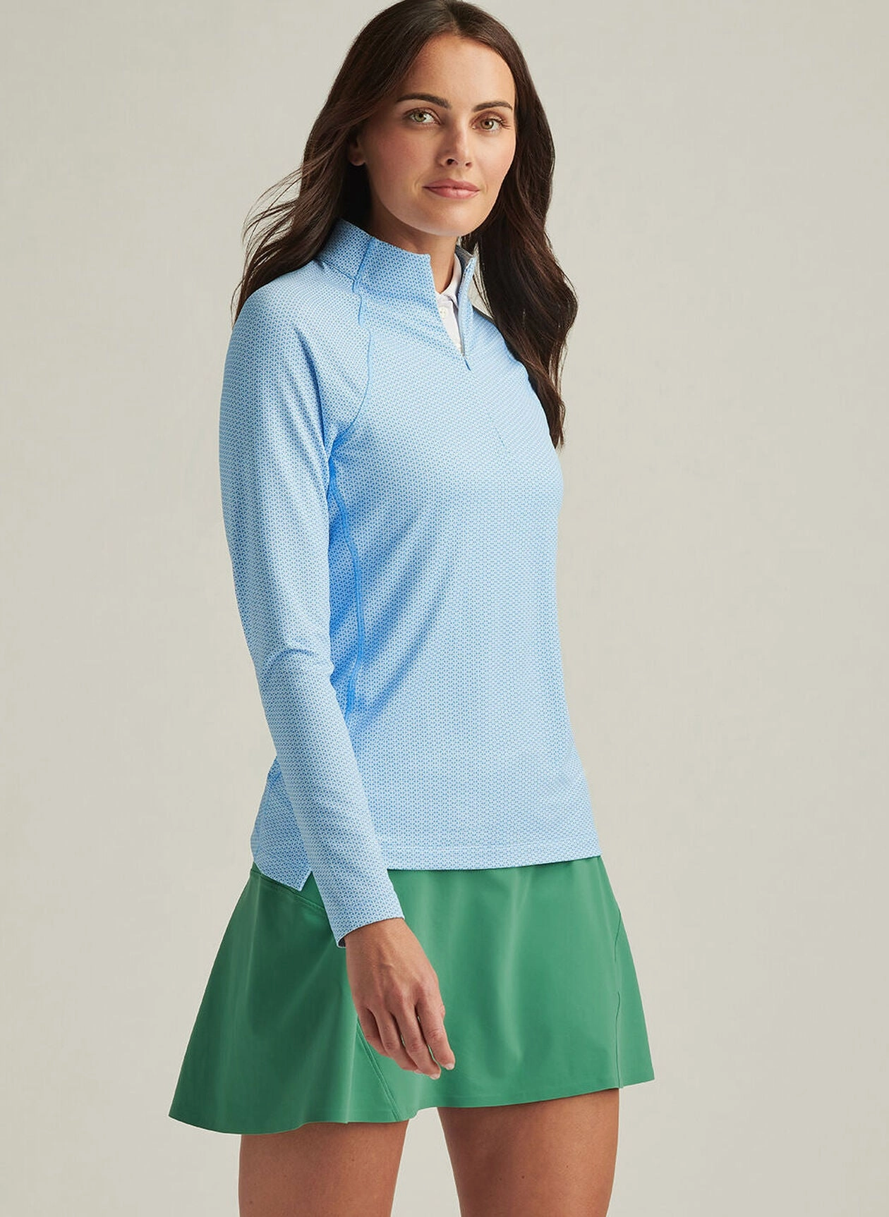 Peter Millar Womens Trillium Neat Raglan Sleeve Perth Layer - Cottage Blue Peter Millar Apparel for Women