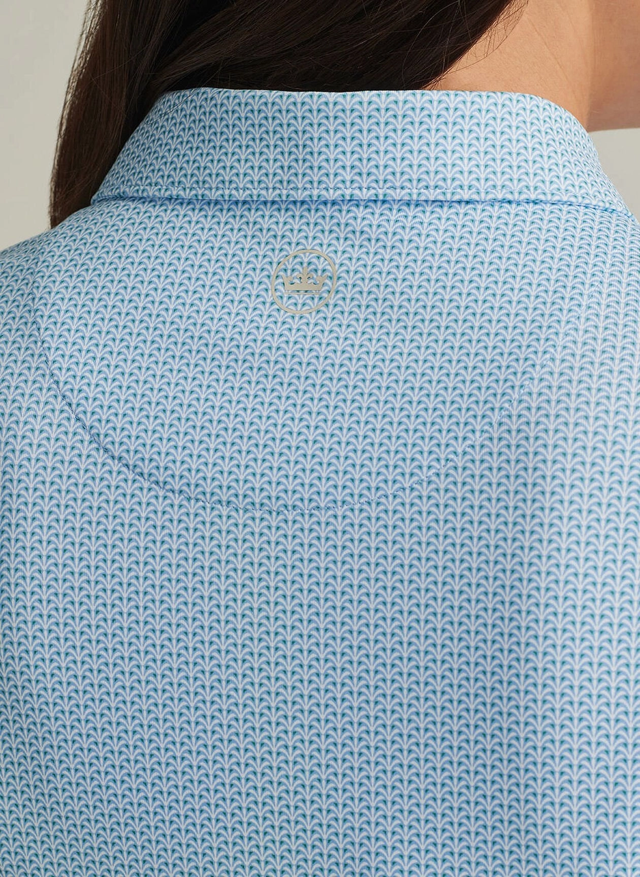 Peter Millar Womens Trillium Neat Short-Sleeve Button Polo - Cottage Blue Peter Millar Apparel for Women