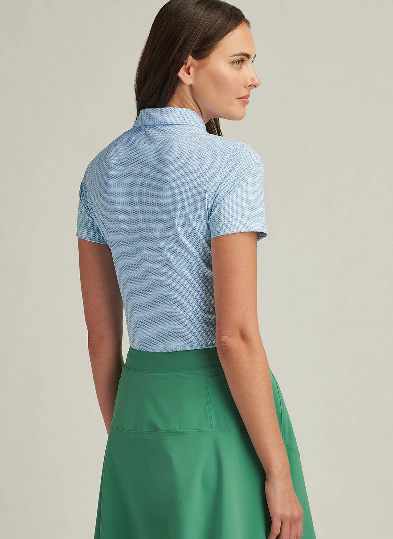 Peter Millar Womens Trillium Neat Short-Sleeve Button Polo - Cottage Blue Peter Millar Apparel for Women