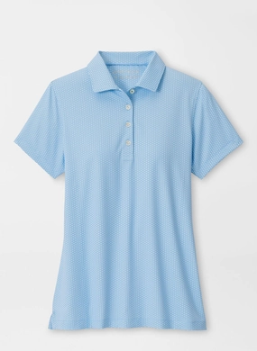 Peter Millar Womens Trillium Neat Short-Sleeve Button Polo - Cottage Blue Peter Millar women's fashion line